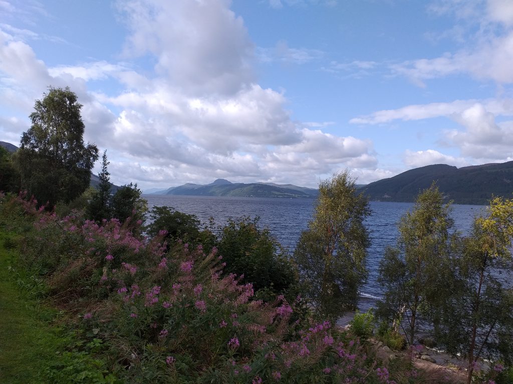 View of Loch Ness and Meall Fuar Mhonaidh View of Loch Ness and mountains in the Scottish Highlands