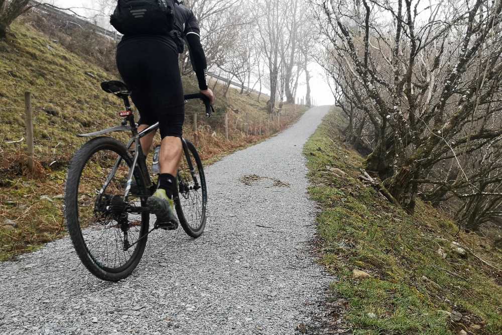 Cycling challenge - South Loch Ness Trail Cyclist going uphill on the South Loch Ness Trail