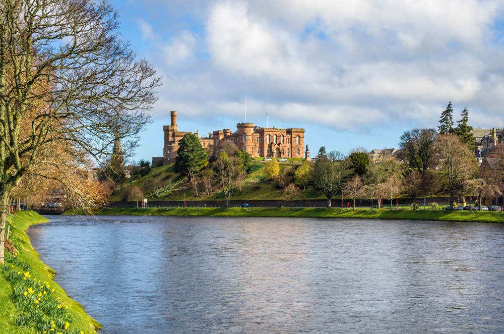 Looking over the water to Inverness Castle in Scotland