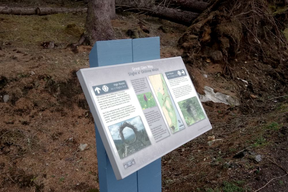 Signpost on the Great Glen Way at Invermoriston