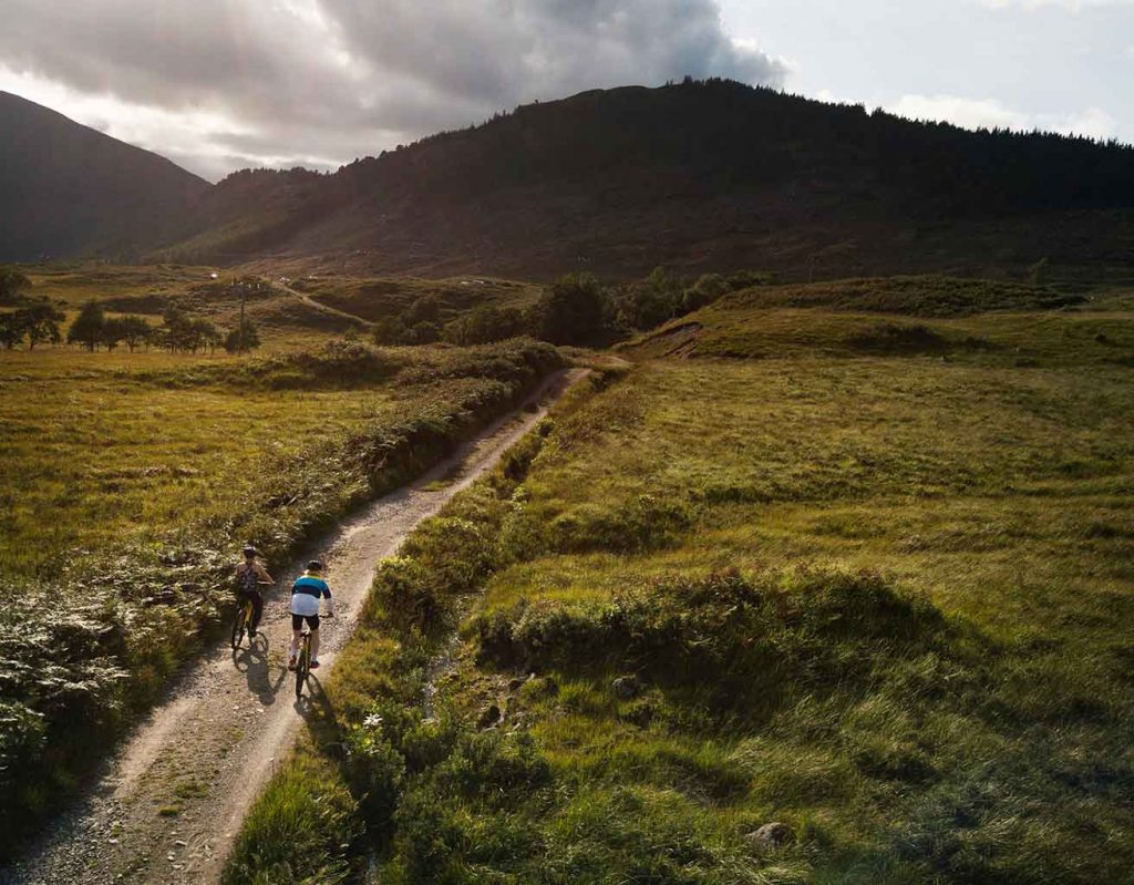 cycling in a mountainous region in Scotland