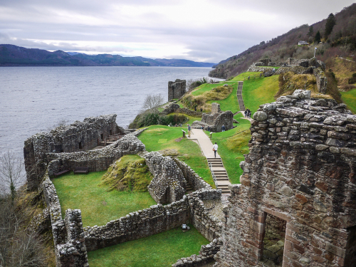 The ruins of Urquhart Castle in the winter